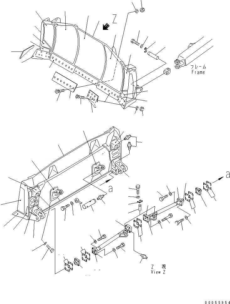 Схема запчастей Komatsu D155A-2A - ПРЯМ. ОТВАЛ ОТВАЛ (УСИЛЕНН.) РАБОЧЕЕ ОБОРУДОВАНИЕ