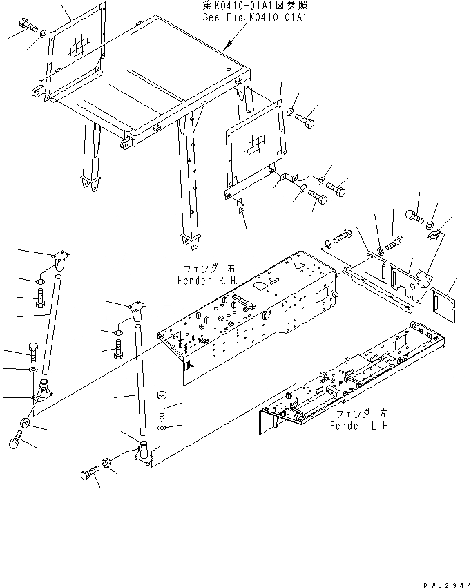 Схема запчастей Komatsu D155A-2A - КАБИНА ЧАСТИ КОРПУСА SWEEPER (JUNGLE СПЕЦ-Я.) (/)(№7-79) РАЗНОЕ