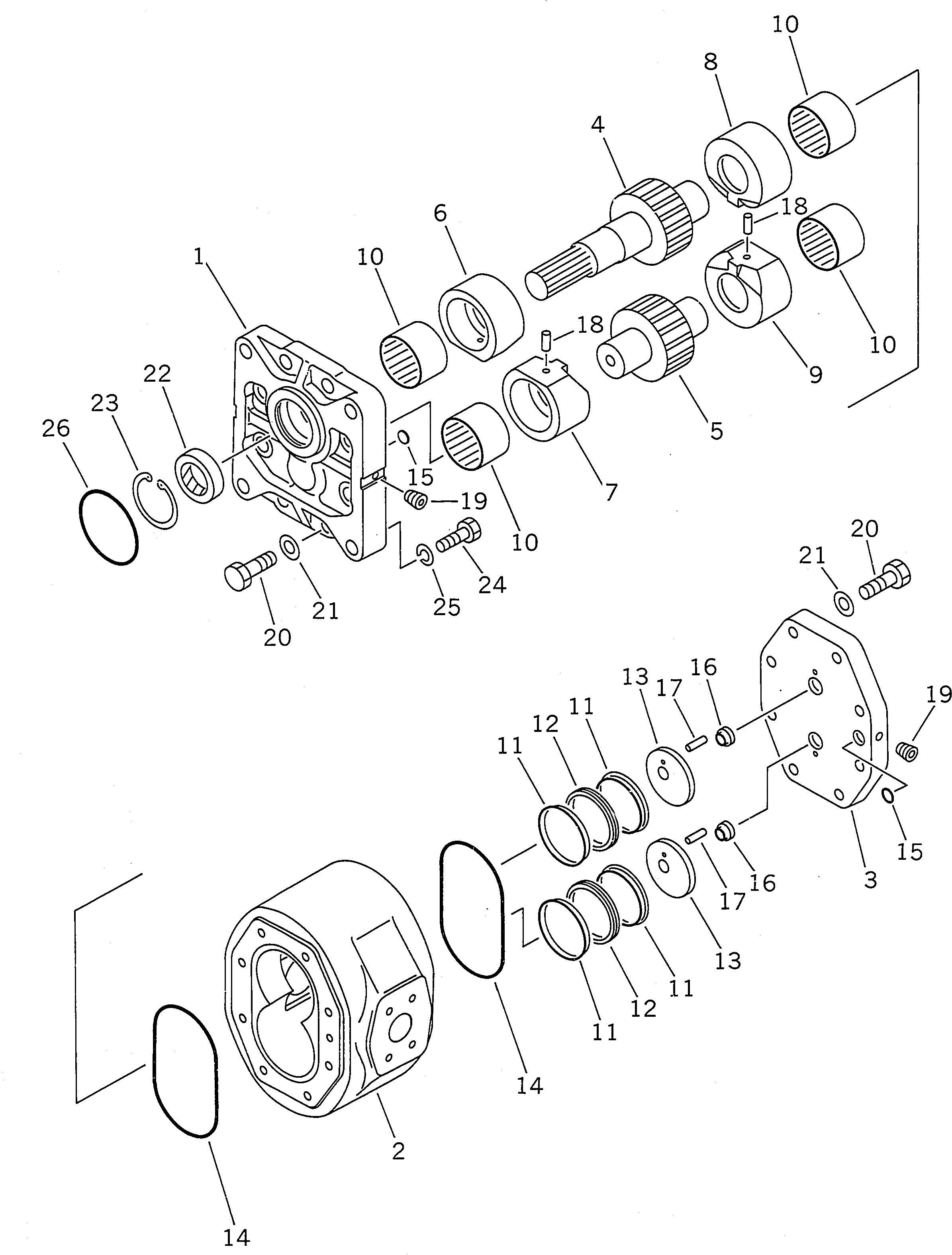 Схема запчастей Komatsu D155A-2A - РАБОЧЕЕ ОБОРУДОВАНИЕ НАСОС ОСНОВН. КОМПОНЕНТЫ И РЕМКОМПЛЕКТЫ