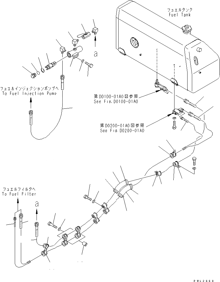 Схема запчастей Komatsu D155A-2A - ТОПЛИВОПРОВОД. ТОПЛИВН. БАК. AND КОМПОНЕНТЫ