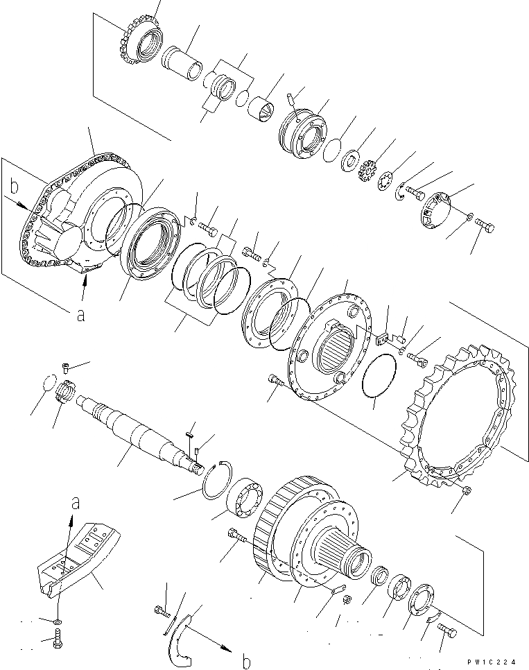 Схема запчастей Komatsu D155A-2A - КОНЕЧНАЯ ПЕРЕДАЧА¤ ЛЕВ. (ВАЛ И ЗВЕЗДОЧКА)(№7-) СИЛОВАЯ ПЕРЕДАЧА И КОНЕЧНАЯ ПЕРЕДАЧА
