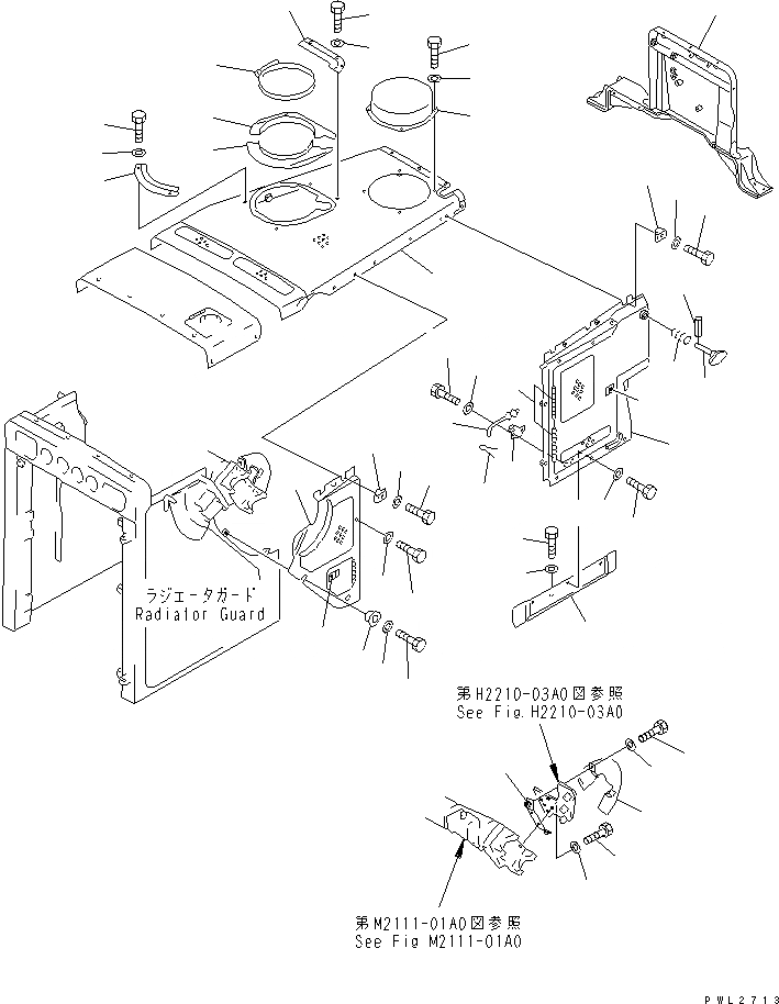 Схема запчастей Komatsu D155A-2A - БОКОВ. КРЫШКА ДВИГ.¤ ЛЕВ. (С ПОСЛЕОХЛАДИТЕЛЬ И ПЕРФОРИРОВАНН.) ЧАСТИ КОРПУСА
