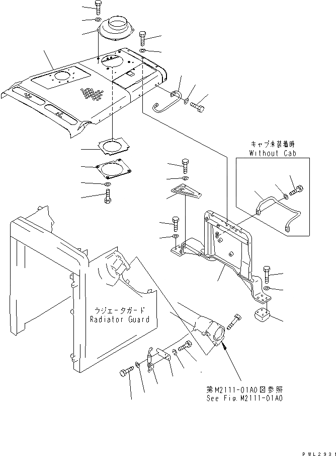 Схема запчастей Komatsu D155A-2A - КАПОТ И DASHBOAD (ДОПОЛН. ФИЛЬТР.) ЧАСТИ КОРПУСА
