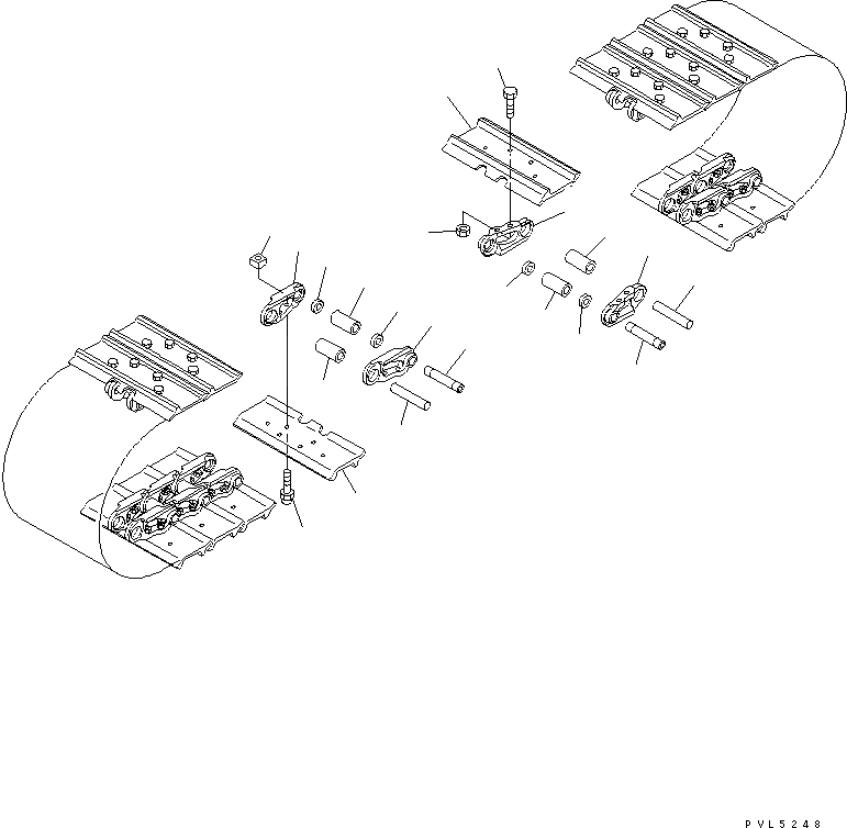 Схема запчастей Komatsu D155A-2A - ГУСЕНИЦЫ (СУХ. ТИП) (ОДИНОЧН. ГРУНТОЗАЦЕП) (ДЛЯ ШЛАКОВОЕ. ПР-ВО) ХОДОВАЯ