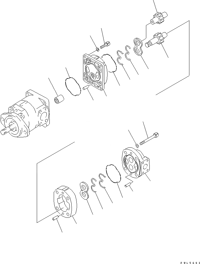 Схема запчастей Komatsu D155A-2A - НАСОС РУЛЕВ. УПРАВЛ-Я (/) ОСНОВН. КОМПОНЕНТЫ И РЕМКОМПЛЕКТЫ