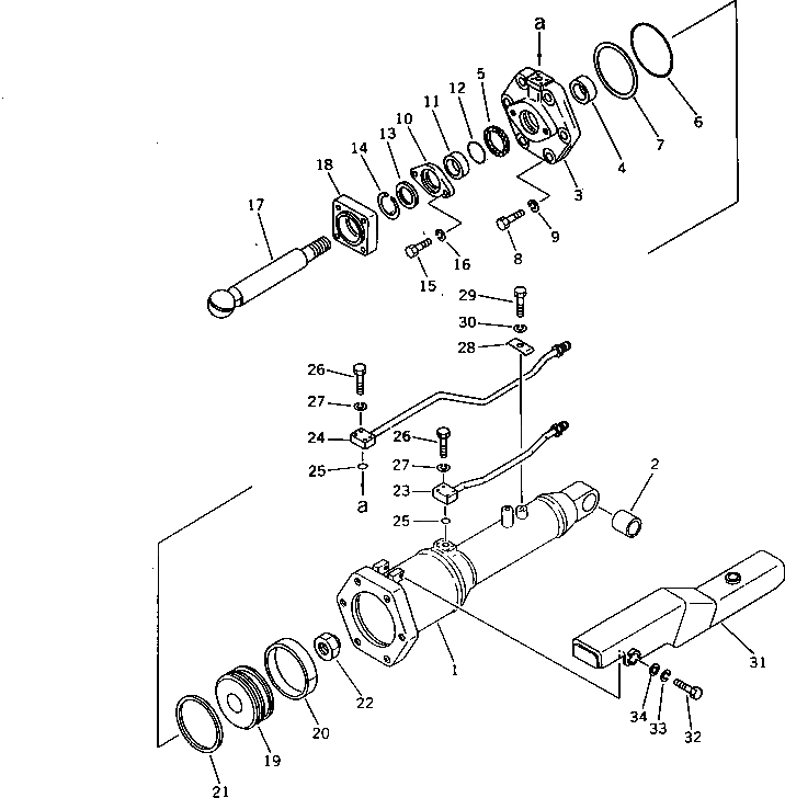 Схема запчастей Komatsu D155A-2A - ЦИЛИНДР ПЕРЕКОСА ОТВАЛА ОСНОВН. КОМПОНЕНТЫ И РЕМКОМПЛЕКТЫ