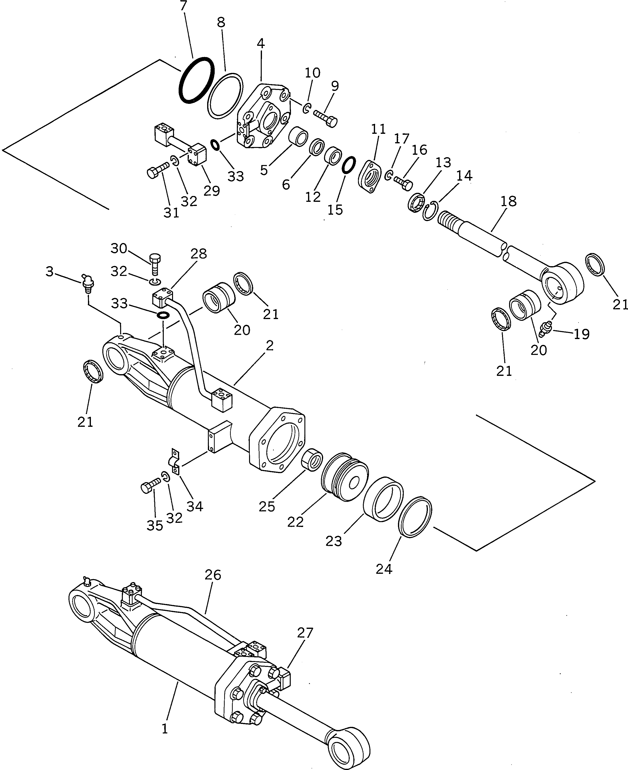 Схема запчастей Komatsu D155A-2A - РЫХЛИТЕЛЬ ЦИЛИНДР ПЕРЕКОСА (ДЛЯ РЕГУЛИР. ТИП РЫХЛИТЕЛЬ) ОСНОВН. КОМПОНЕНТЫ И РЕМКОМПЛЕКТЫ