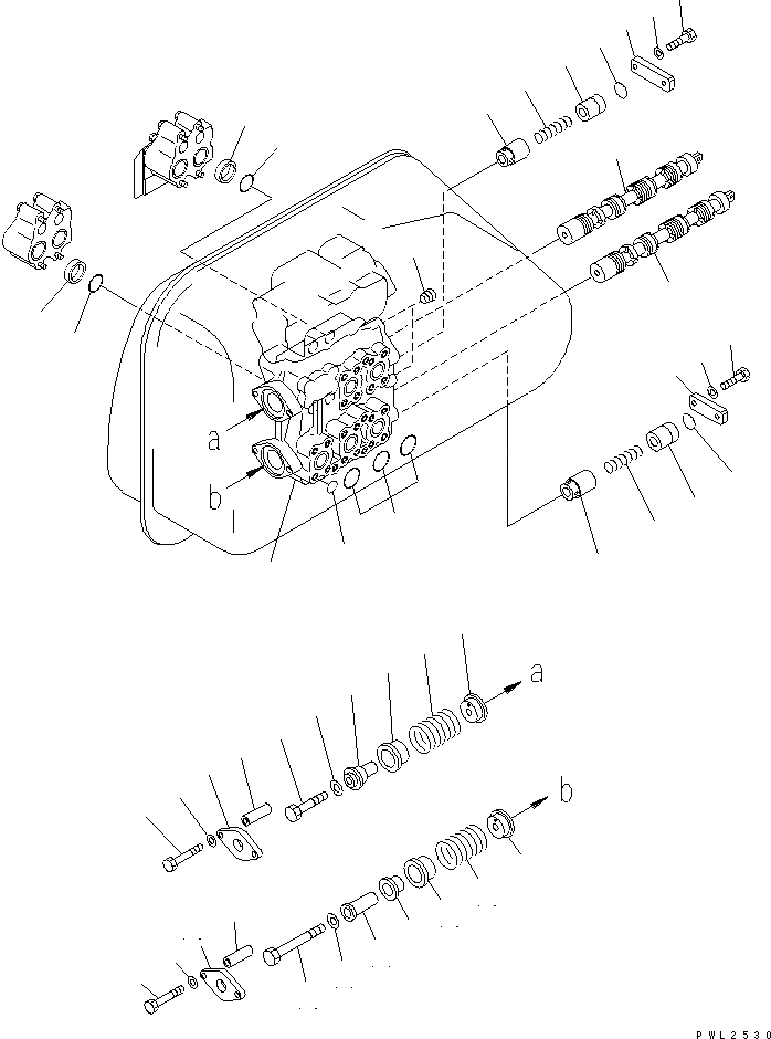 Схема запчастей Komatsu D155A-2A - УПРАВЛЯЮЩ. КЛАПАН (/) ОСНОВН. КОМПОНЕНТЫ И РЕМКОМПЛЕКТЫ