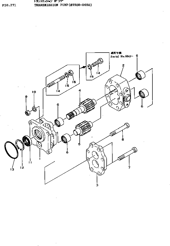 Схема запчастей Komatsu D155A-1 - НАСОС ТРАНСМИССИИ(№8-8) ГИДРОТРАНСФОРМАТОР И ТРАНСМИССИЯ