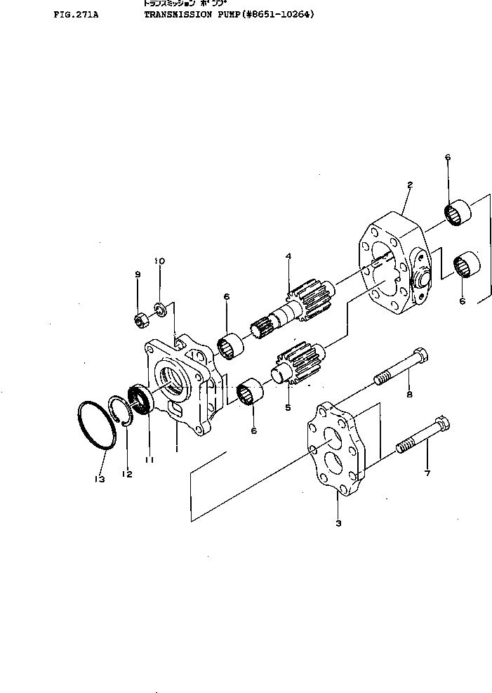 Схема запчастей Komatsu D155A-1 - НАСОС ТРАНСМИССИИ(№8-) ГИДРОТРАНСФОРМАТОР И ТРАНСМИССИЯ