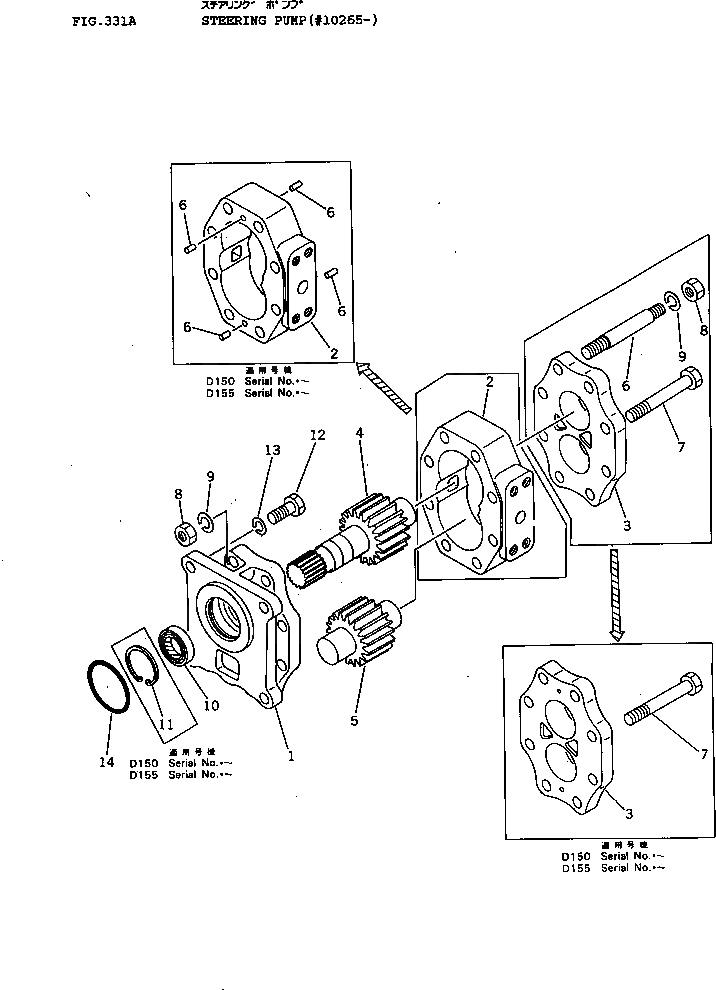 Схема запчастей Komatsu D155A-1 - НАСОС РУЛЕВ. УПРАВЛ-Я(№-) СИСТЕМАУПРАВЛЕНИЯ ПОВОРОТОМ И КОНЕЧНАЯ ПЕРЕДАЧА