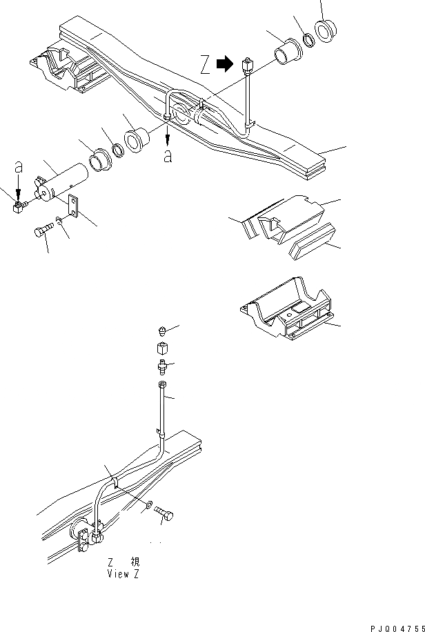 Схема запчастей Komatsu D155A-1 - БАЛКА БАЛАНСИРА(№-) ЧАСТИ КОРПУСА