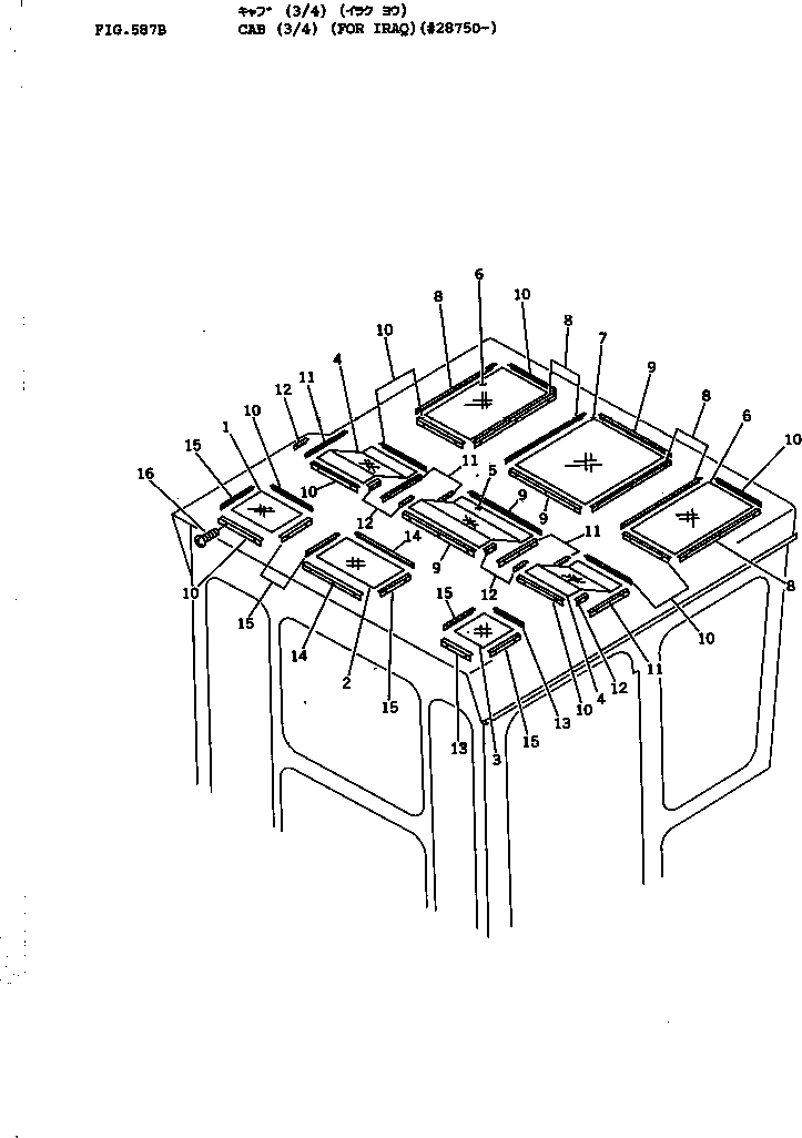 Схема запчастей Komatsu D155A-1 - КАБИНА (/) (ДЛЯ IRAQ)(№87-) ЧАСТИ КОРПУСА
