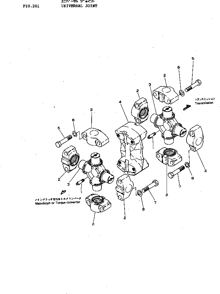 Схема запчастей Komatsu D155A-1 - КРЕСТОВИНА ГИДРОТРАНСФОРМАТОР И ТРАНСМИССИЯ