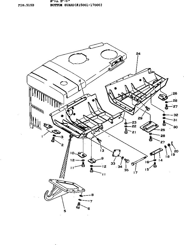 Схема запчастей Komatsu D155A-1 - НИЖН. ЗАЩИТА(№-7) ЧАСТИ КОРПУСА
