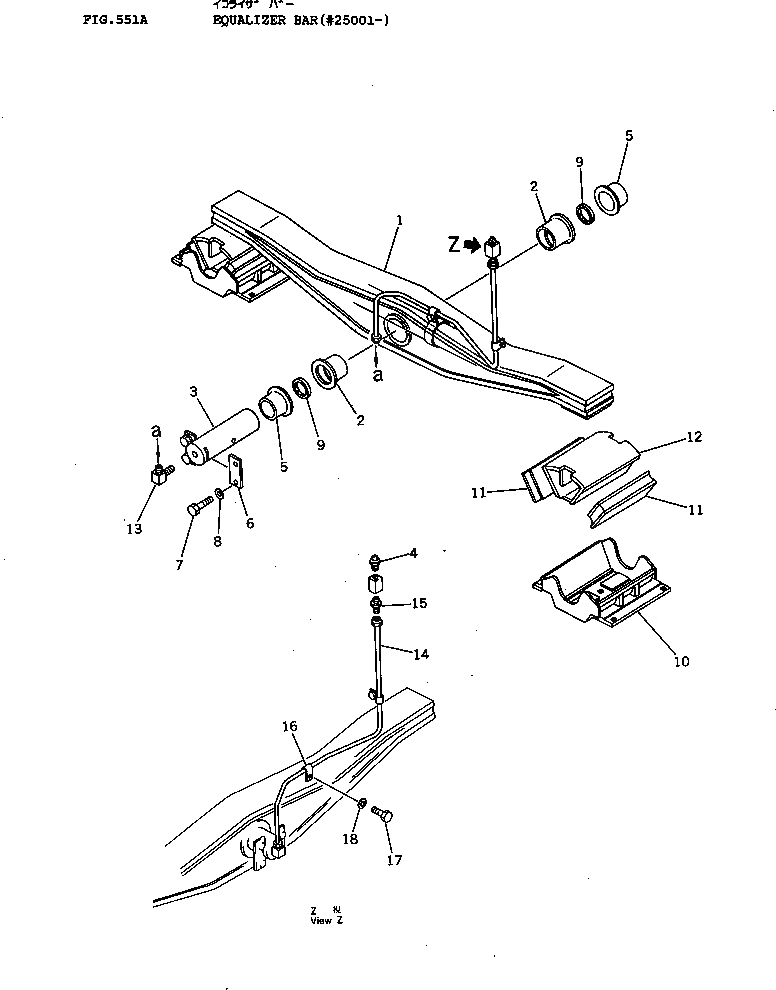 Схема запчастей Komatsu D155A-1 - БАЛКА БАЛАНСИРА(№-) ЧАСТИ КОРПУСА