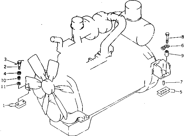 Схема запчастей Komatsu D155A-2 - КРЕПЛЕНИЕ ДВИГАТЕЛЯ КОМПОНЕНТЫ ДВИГАТЕЛЯ И ЭЛЕКТРИКА