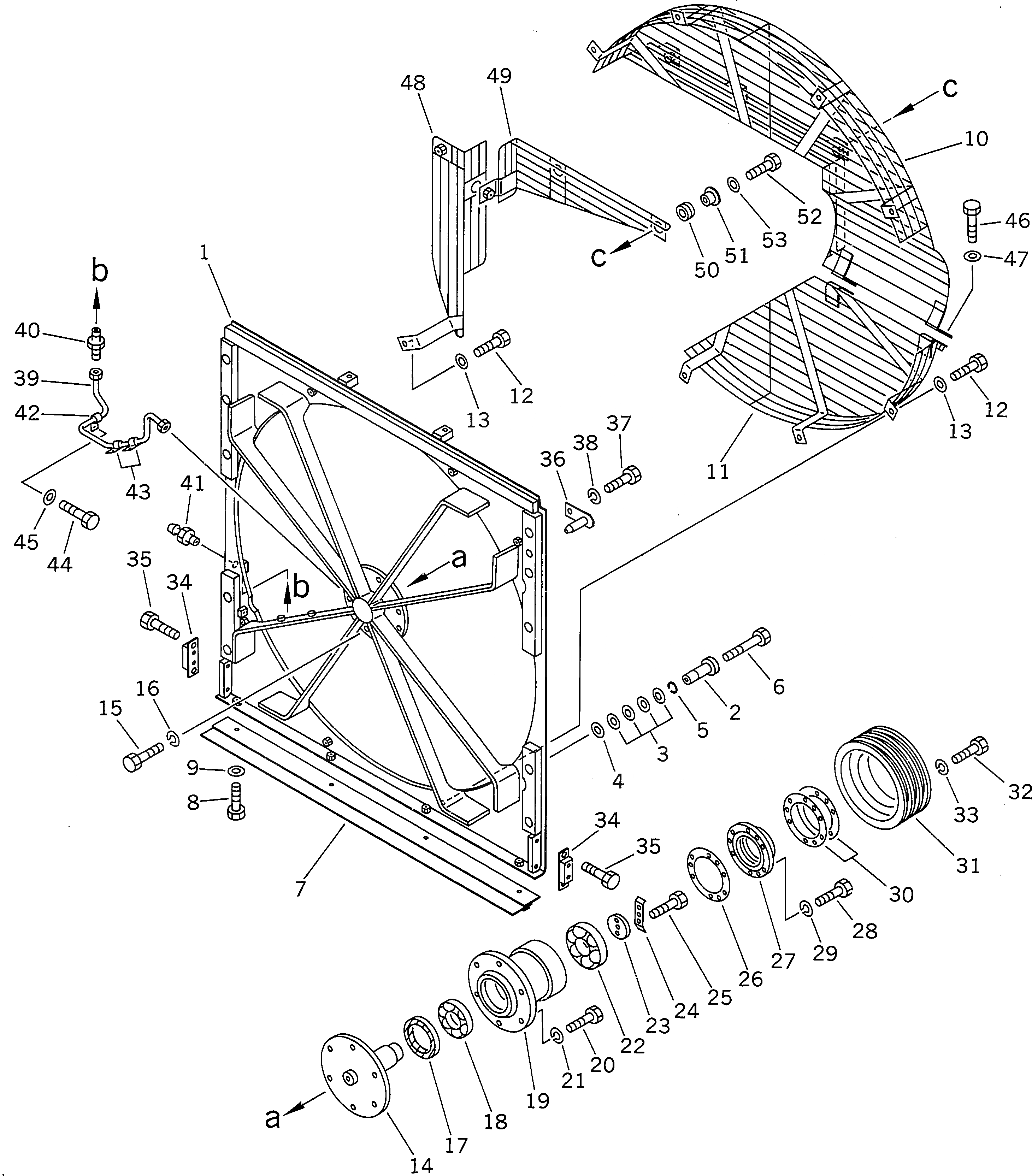 Схема запчастей Komatsu D155A-2 - РЕШЕТКА ВЕНТИЛЯТОРА РАДИАТОРА И ШКИВ (ШУМОПОДАВЛ. СПЕЦ-ЯДЛЯ EC) КОМПОНЕНТЫ ДВИГАТЕЛЯ И ЭЛЕКТРИКА