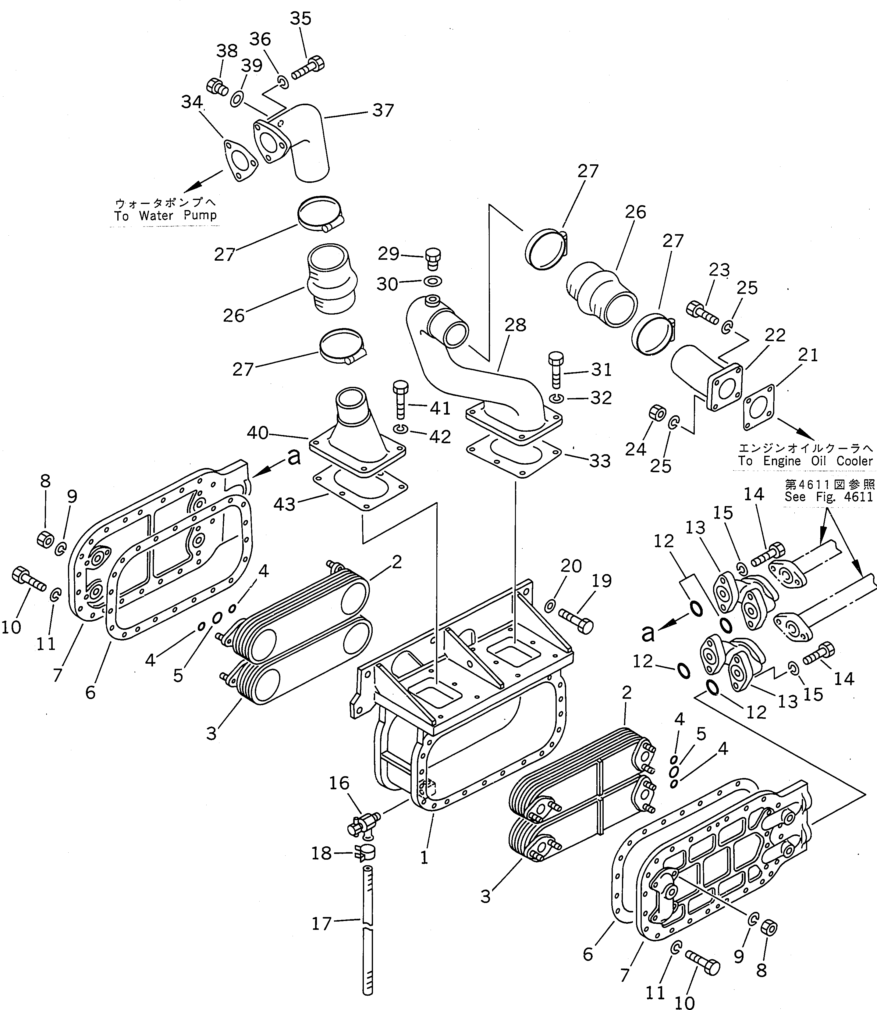Схема запчастей Komatsu D155A-2 - МАСЛООХЛАДИТЕЛЬ (ШУМОПОДАВЛ. СПЕЦ-Я ДЛЯ EC) КОМПОНЕНТЫ ДВИГАТЕЛЯ И ЭЛЕКТРИКА