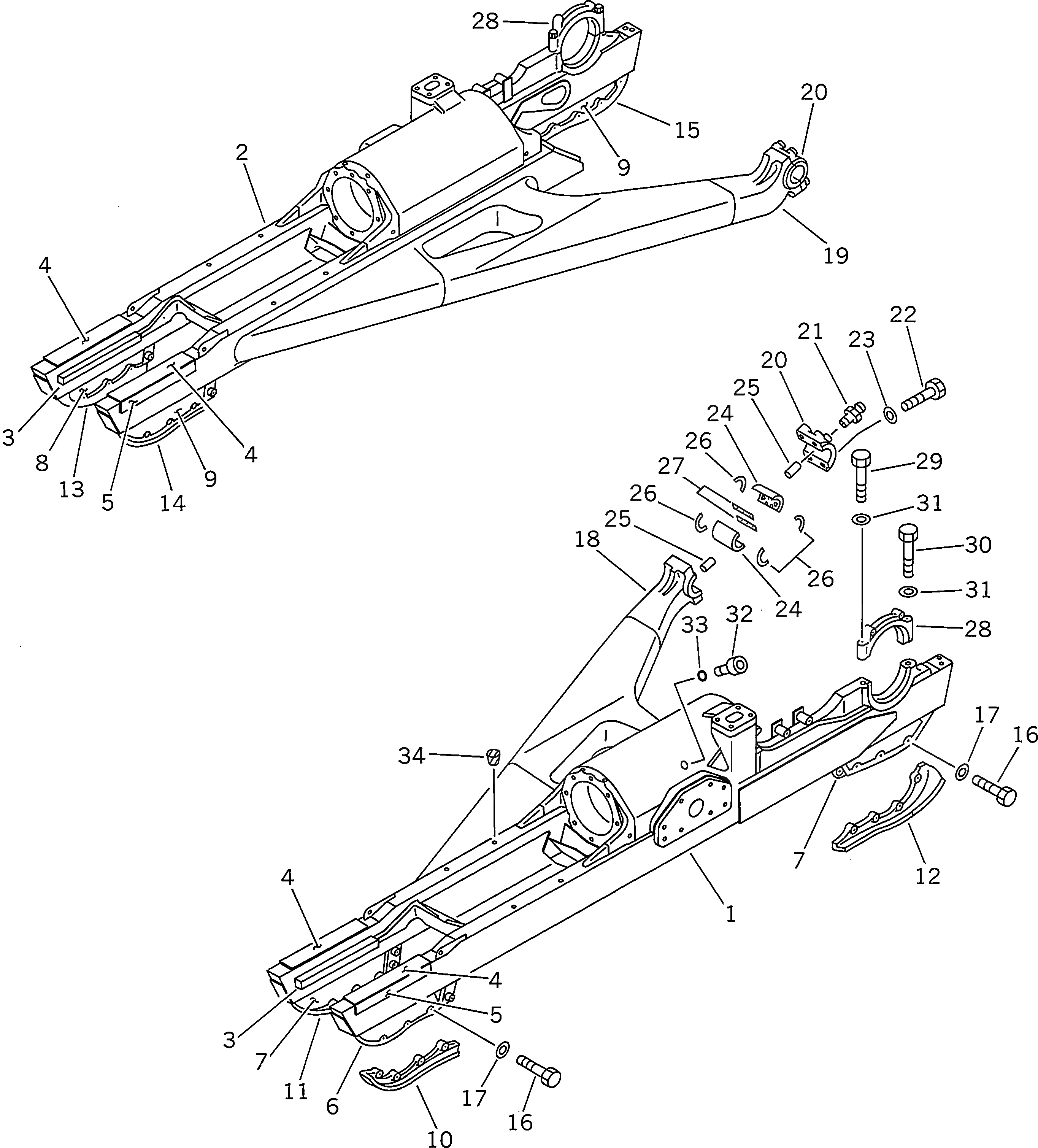 Схема запчастей Komatsu D155A-2 - ГУСЕНИЧНАЯ РАМА (ДЛЯ HARD ROCK) (САУД. АРАБ. ARABIA) ГУСЕНИЦЫ