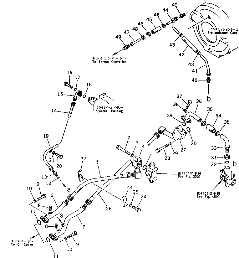 Схема запчастей Komatsu D155A-2 - ГИДРОТРАНСФОРМАТОР ТРУБЫ СИСТЕМА УПРАВЛЕНИЯ