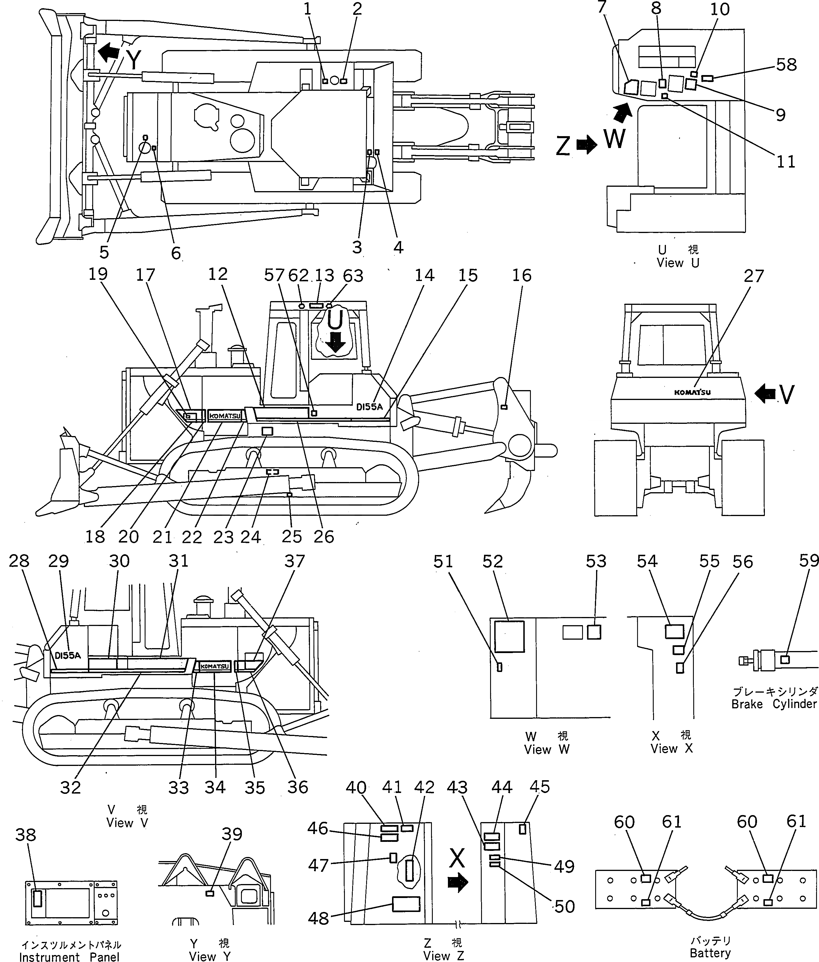 Схема запчастей Komatsu D155A-2 - МАРКИРОВКА (АНГЛ.)(№98-) МАРКИРОВКА¤ ИНСТРУМЕНТ И РЕМКОМПЛЕКТЫ
