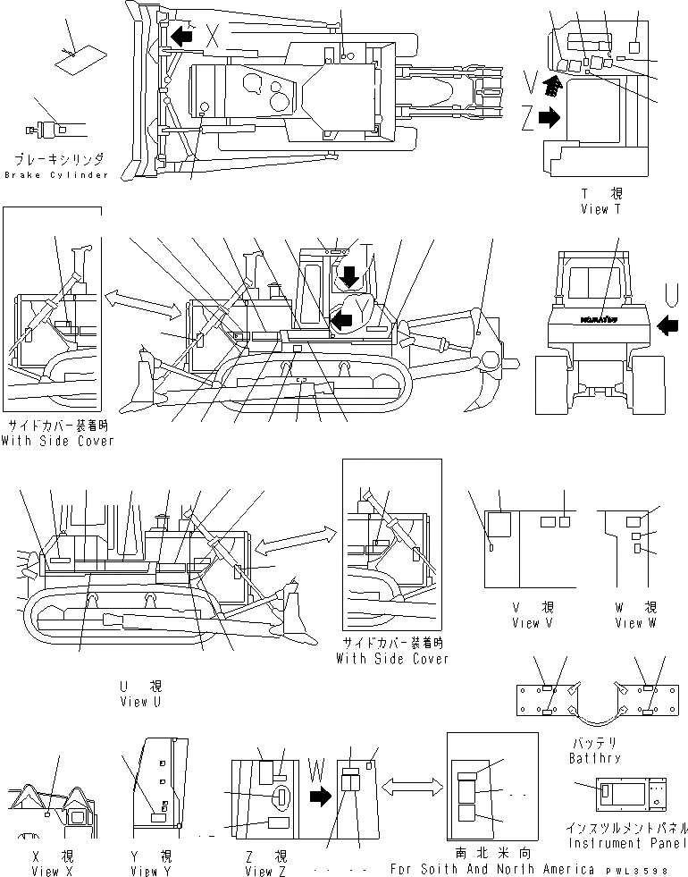 Схема запчастей Komatsu D155A-2 - МАРКИРОВКА (АНГЛ.)(№-) МАРКИРОВКА¤ ИНСТРУМЕНТ И РЕМКОМПЛЕКТЫ