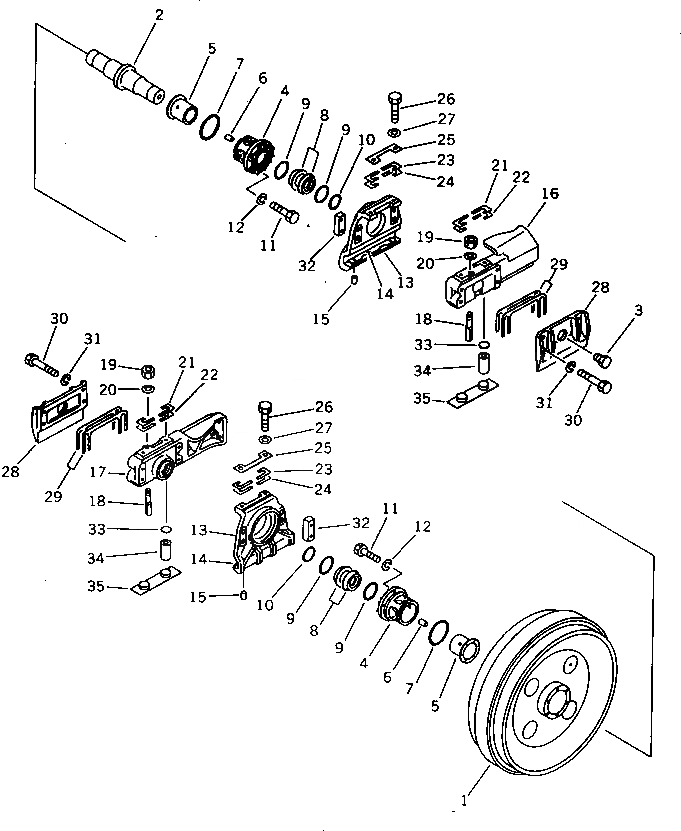 Схема запчастей Komatsu D155A-2 - ЛЕНИВЕЦ ГУСЕНИЦЫ