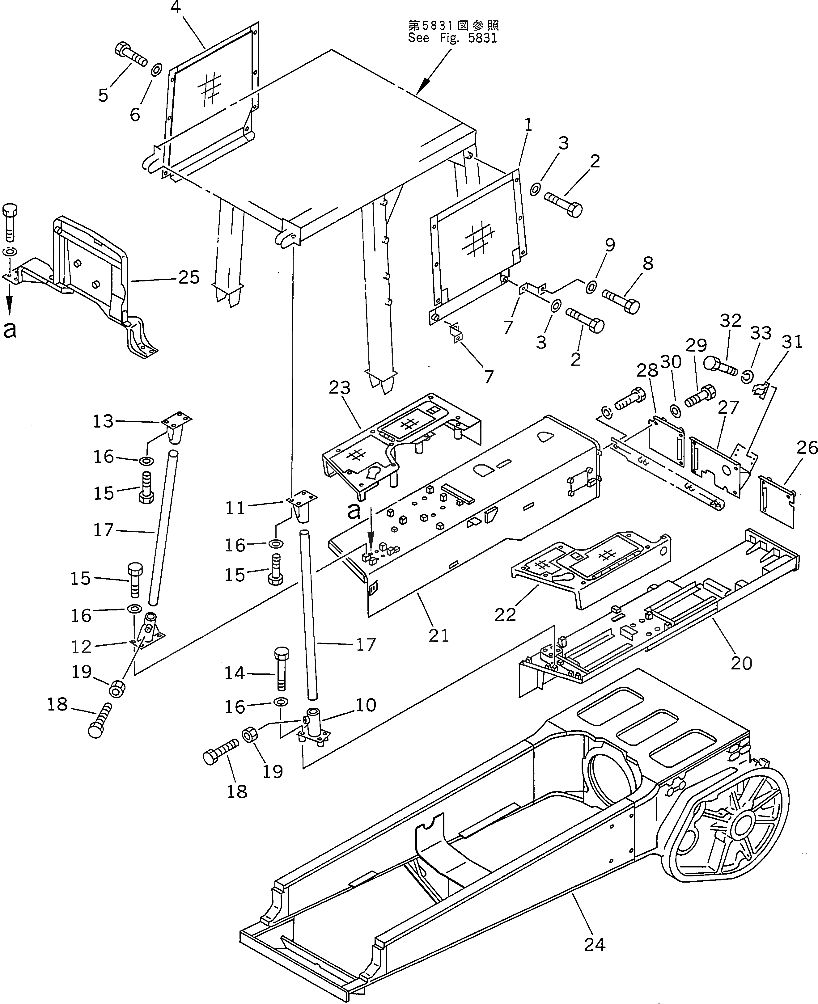 Схема запчастей Komatsu D155A-2 - КАБИНА ЧАСТИ КОРПУСА SWEEPER (JUNGLE СПЕЦ-Я.) (/) ЧАСТИ КОРПУСА