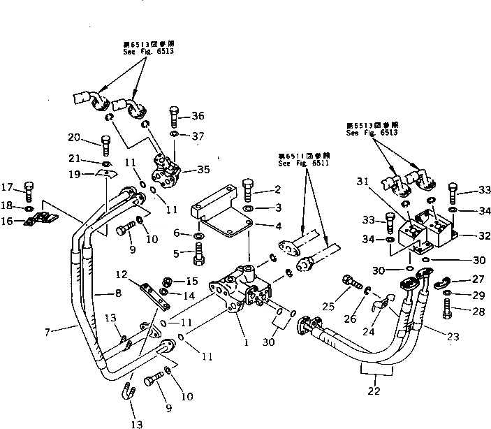Схема запчастей Komatsu D155A-2 - ГИДРОЛИНИЯ (БАК - ГИДРОЦИЛИНДР ПОДЪЕМА) (/) УПРАВЛ-Е РАБОЧИМ ОБОРУДОВАНИЕМ