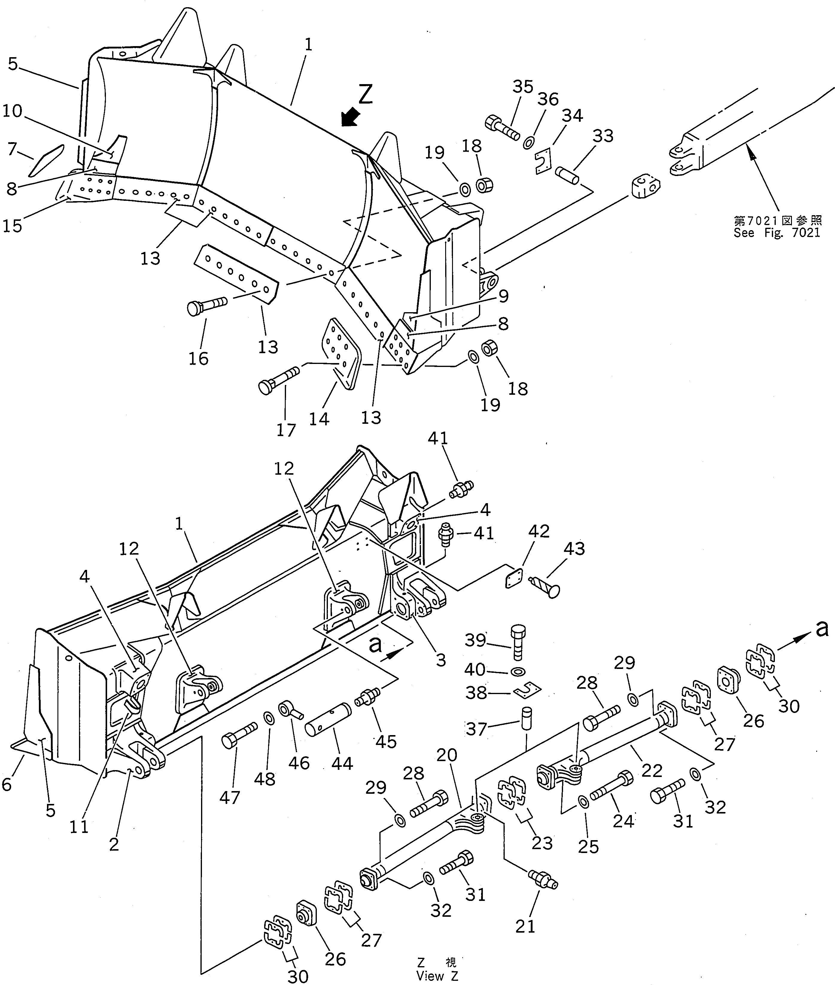 Схема запчастей Komatsu D155A-2 - ПРЯМ. ОТВАЛ СФЕРИЧ. ОТВАЛ РАБОЧЕЕ ОБОРУДОВАНИЕ