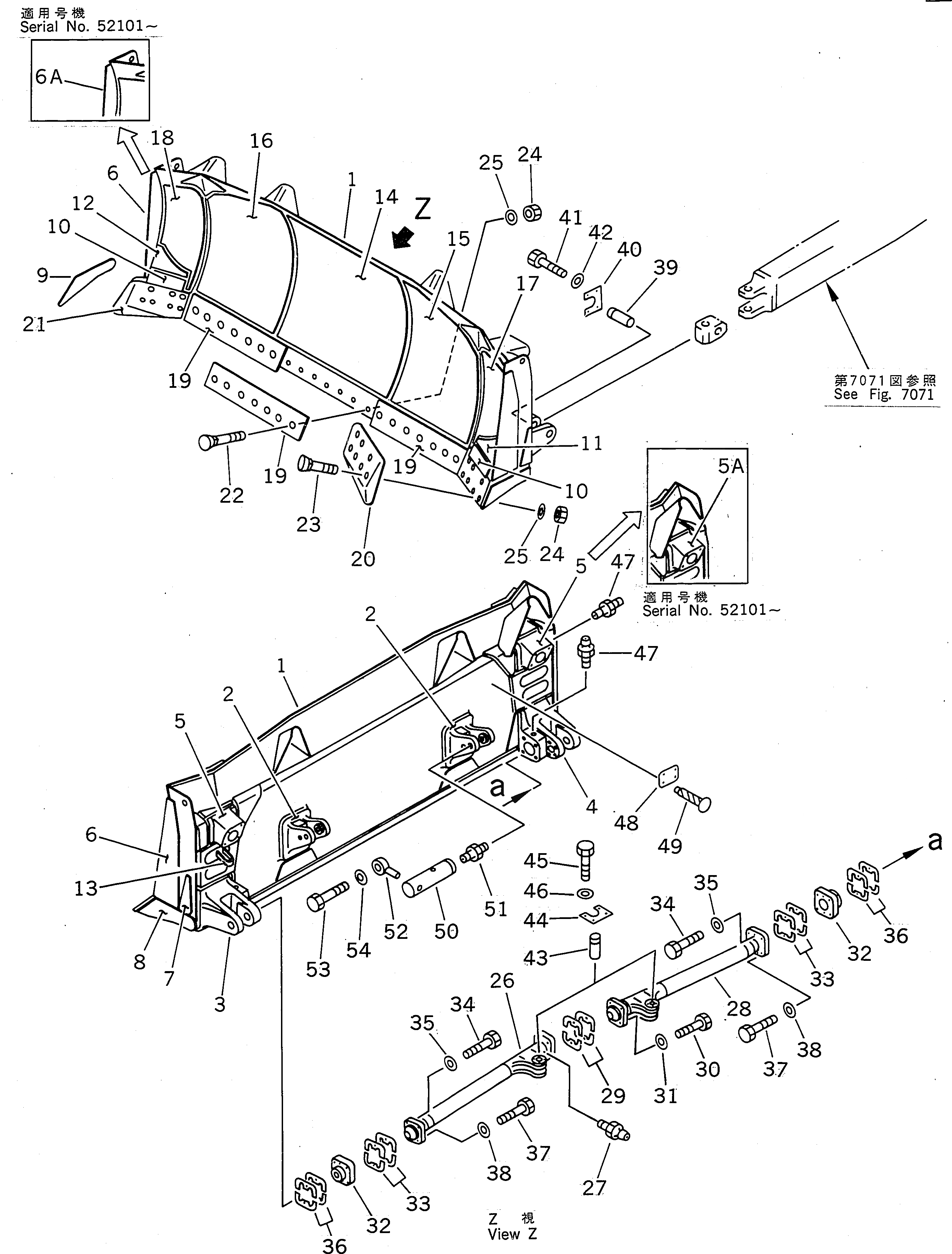Схема запчастей Komatsu D155A-2 - ПРЯМ. ОТВАЛ ОТВАЛ (УСИЛЕНН.) РАБОЧЕЕ ОБОРУДОВАНИЕ