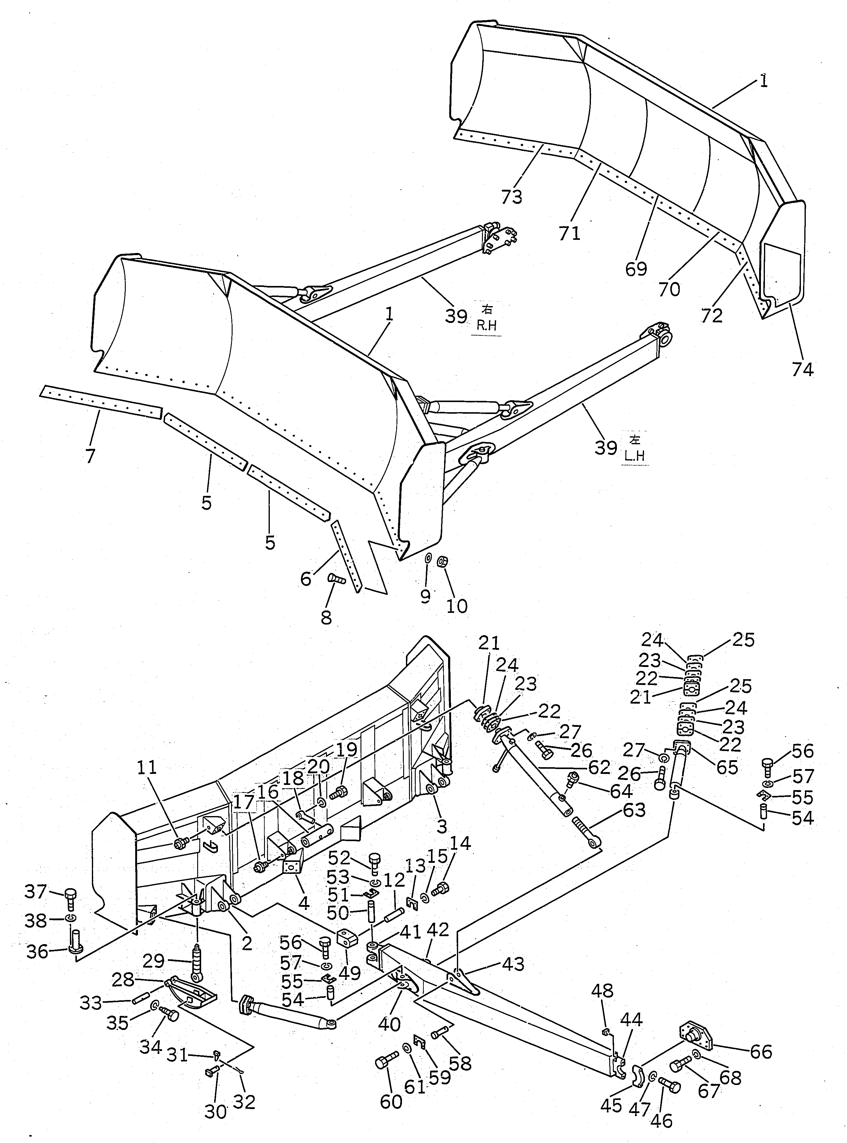 Схема запчастей Komatsu D155A-2 - УГОЛЬН. ОТВАЛ (ГИДРАВЛ ТИП) 7M РАБОЧЕЕ ОБОРУДОВАНИЕ