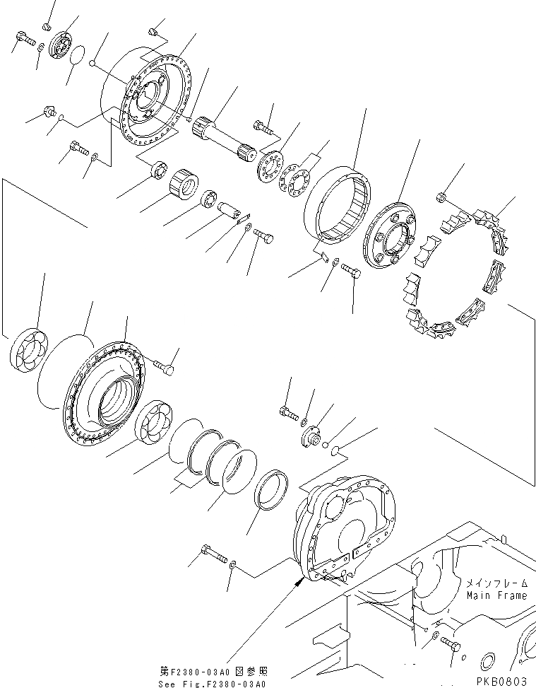 Схема запчастей Komatsu D155A-3 - КОНЕЧНАЯ ПЕРЕДАЧА¤ ПРАВ. (ЗВЕЗДОЧКА ВТУЛКА И НЕСУЩИЙ ЭЛЕМЕНТ) СИЛОВАЯ ПЕРЕДАЧА И КОНЕЧНАЯ ПЕРЕДАЧА