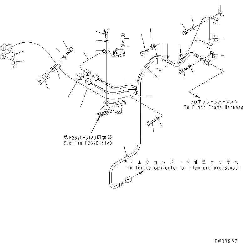 Схема запчастей Komatsu D155A-3 - ЭЛЕКТРОПРОВОДКА (СИЛОВАЯ ЛИНИЯ) (ПРЕДПУСКОВ. ПОДОГРЕВ) СИЛОВАЯ ПЕРЕДАЧА И КОНЕЧНАЯ ПЕРЕДАЧА