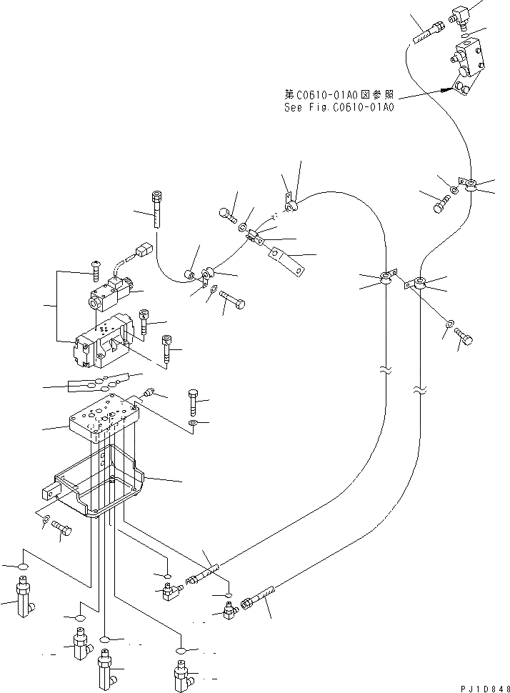 Схема запчастей Komatsu D155A-3 - PITCH КЛАПАН (C/B) ГИДРАВЛИКА
