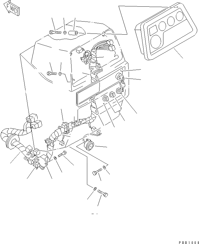Схема запчастей Komatsu D155A-3 - ПРИБОРНАЯ ПАНЕЛЬ (БЕЗ КОНДИЦ..) (С БОКОВ. КРЫШКА) (ПАНЕЛЬ И ЭЛЕКТРОПРОВОДКА) КАБИНА ОПЕРАТОРА И СИСТЕМА УПРАВЛЕНИЯ