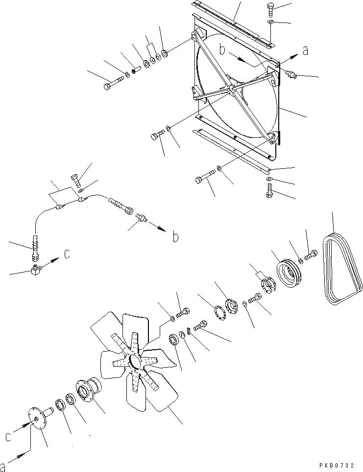 Схема запчастей Komatsu D155A-3 - ВЕНТИЛЯТОР (НАГНЕТАТЕЛЬ) ЧАСТИ КОРПУСА