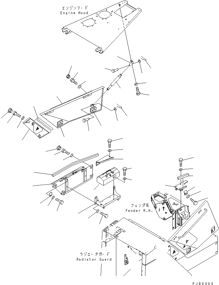 Схема запчастей Komatsu D155A-3 - БОКОВ. КРЫШКА¤ ПРАВ. (БЕЗ КОНДИЦ. ВОЗДУХА) (PRE¤ОБОГРЕВАТЕЛЬ.) (ЗАКРЫТ.D ТИП) ЧАСТИ КОРПУСА
