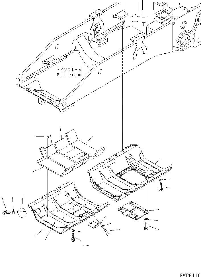 Схема запчастей Komatsu D155A-3 - НИЖН. ЗАЩИТА (ШУМОПОДАВЛ. ДЛЯ EC) (DYNAMIC)(№7-) ЧАСТИ КОРПУСА