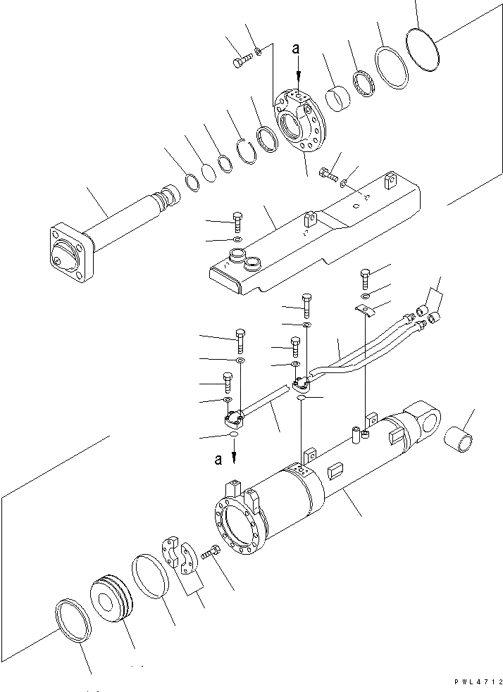 Схема запчастей Komatsu D155A-3 - ЦИЛИНДР ПЕРЕКОСА ОТВАЛА (ДЛЯ ОТВАЛА С ПЕРЕКОСОМ)(№9-) ОСНОВН. КОМПОНЕНТЫ И РЕМКОМПЛЕКТЫ