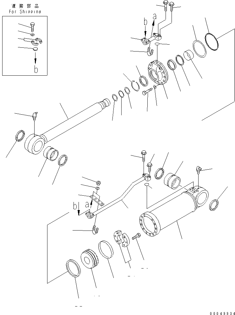 Схема запчастей Komatsu D155A-3 - РЫХЛИТЕЛЬ ЦИЛИНДР ПЕРЕКОСА(№.-) ОСНОВН. КОМПОНЕНТЫ И РЕМКОМПЛЕКТЫ