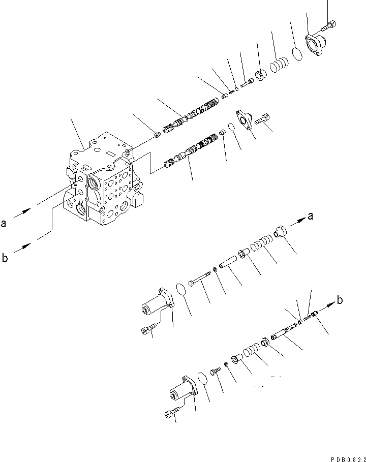 Схема запчастей Komatsu D155A-3 - ГИДР. БАК. (УПРАВЛЯЮЩ. КЛАПАН) (4-Х СЕКЦИОНН.) (/) ОСНОВН. КОМПОНЕНТЫ И РЕМКОМПЛЕКТЫ