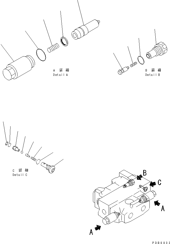 Схема запчастей Komatsu D155A-3 - ГИДР. БАК. (УПРАВЛЯЮЩ. КЛАПАН) (4-Х СЕКЦИОНН.) (/)(№-7) ОСНОВН. КОМПОНЕНТЫ И РЕМКОМПЛЕКТЫ
