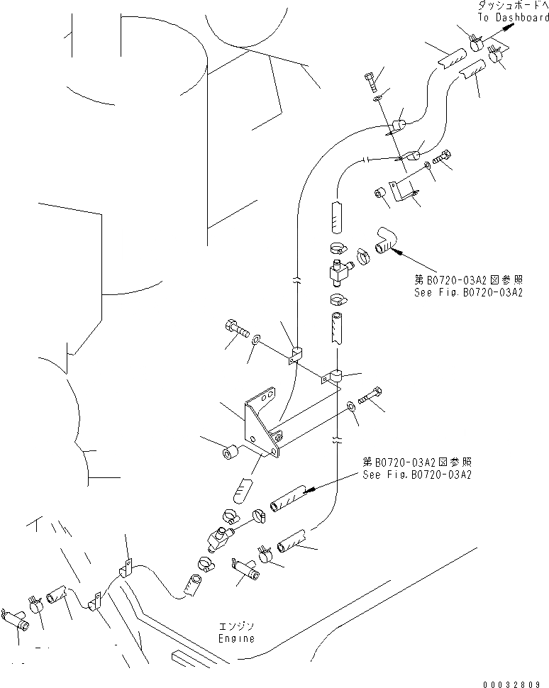 Схема запчастей Komatsu D155A-5 - ОСНОВ. ГИДР. ПРОВОД. ОБОГРЕВАТЕЛЯ (ДЛЯ ДОПОЛН. ОБОГРЕВАТ) (МОРОЗОУСТОЙЧИВ. СПЕЦ-Я)(№7-) КОМПОНЕНТЫ ДВИГАТЕЛЯ