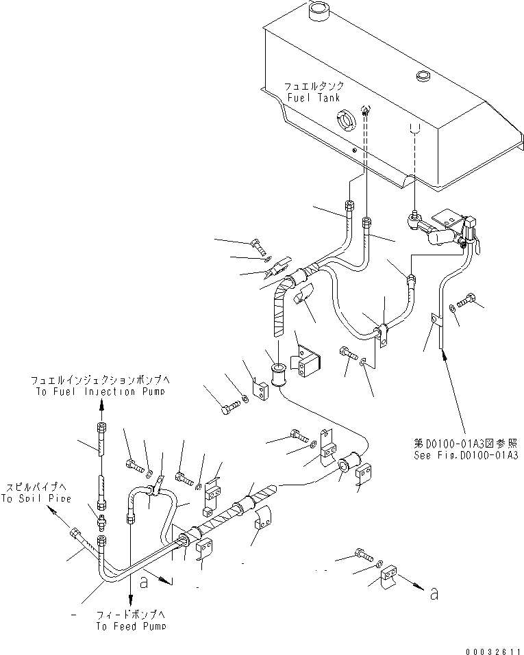 Схема запчастей Komatsu D155A-5 - ТОПЛИВОПРОВОД.  (МОРОЗОУСТОЙЧИВ. СПЕЦ-Я)(№7-) ТОПЛИВН. БАК. AND КОМПОНЕНТЫ