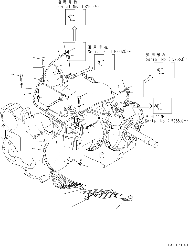 Схема запчастей Komatsu D155A-5 - КОНЦЕНТР. ТРУБЫ (МОРОЗОУСТОЙЧИВ. СПЕЦ-Я)(№7-) СИЛОВАЯ ПЕРЕДАЧА И КОНЕЧНАЯ ПЕРЕДАЧА