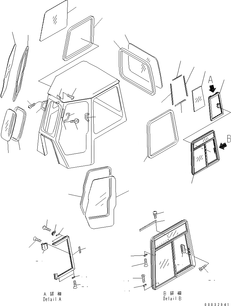 Схема запчастей Komatsu D155A-5 - КАБИНА (РАМА И РУЧКА) (МОРОЗОУСТОЙЧИВ. СПЕЦ-Я)(№7-) КАБИНА ОПЕРАТОРА И СИСТЕМА УПРАВЛЕНИЯ