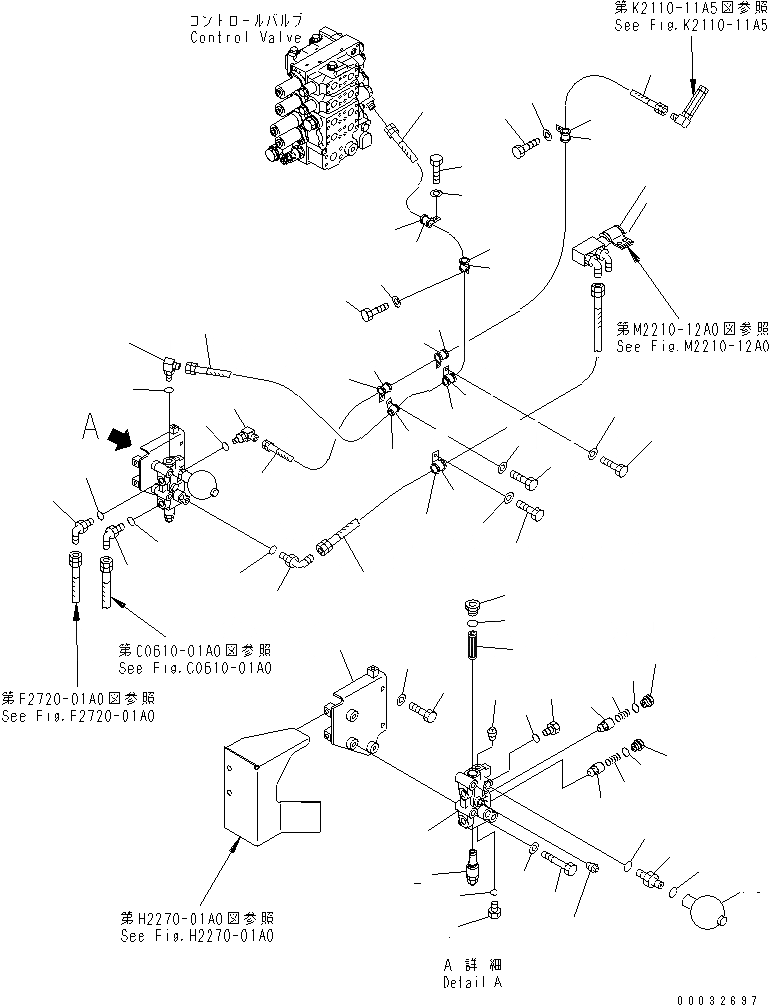 Схема запчастей Komatsu D155A-5 - P.P.C. КЛАПАН ТРУБЫ (ДЛЯ ДОПОЛН. ПЕЧКА) (МОРОЗОУСТОЙЧИВ. СПЕЦ-Я)(№7-) ЧАСТИ КОРПУСА