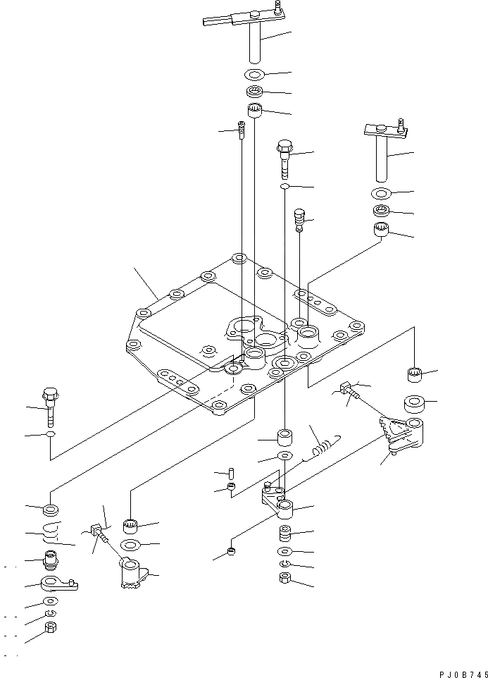 Схема запчастей Komatsu D155A-5 - ТРАНСМИССИЯ (КРЫШКА УПРАВЛЯЮЩЕГО КЛАПАНА И РЫЧАГ) СИЛОВАЯ ПЕРЕДАЧА И КОНЕЧНАЯ ПЕРЕДАЧА